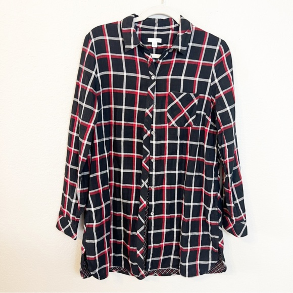 J.Jill Plaid Button Down Tunic